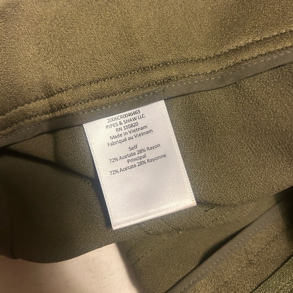 Veronica Beard Miranda Pant Olive Green Satin Crepe Pockets High Rise Si… - Picture 7 of 7